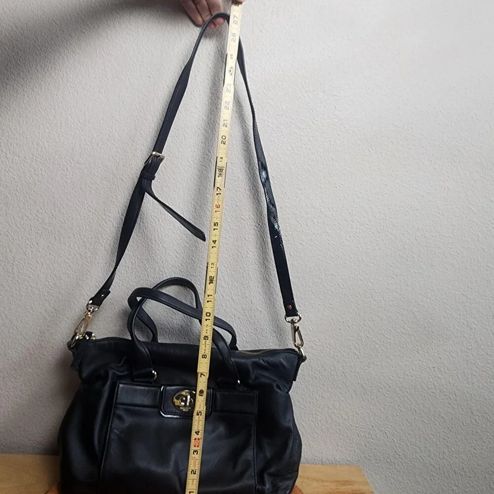 Kate Spade New York Satchel Bag Womens Medium Black Leather Crossbody Purse Zip